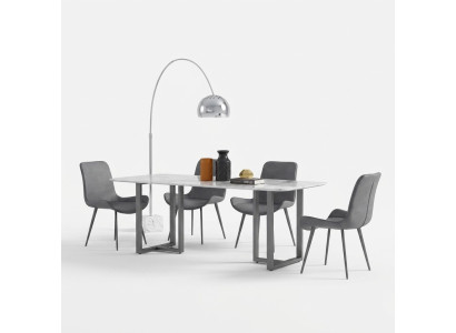 Gruppo da pranzo design tavolo + 4 sedie sedili imbottiti set decorativo tavoli