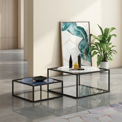 Set doppio 2x tavolino tavolino da salotto design tavolino da caffè sala da pranzo.