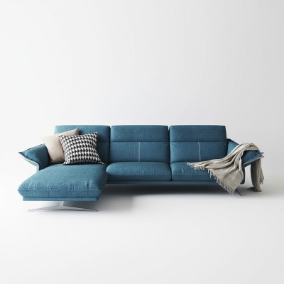 Tessuto divano a L forma, salotto per soggiorno, set divano angolare design moderno, divano blu nuovo.