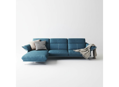 Tessuto divano a L forma, salotto per soggiorno, set divano angolare design moderno, divano blu nuovo.