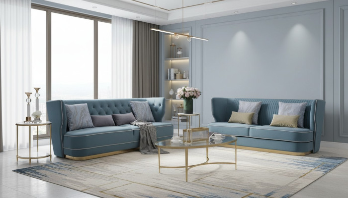 Design Divano di lusso a 3 posti - Divano imbottito stile italiano per il soggiorno