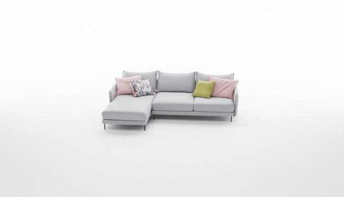 Divano angolare a L in tessuto per divano imbottito sedile divano tessile design italiano angolare nuovo