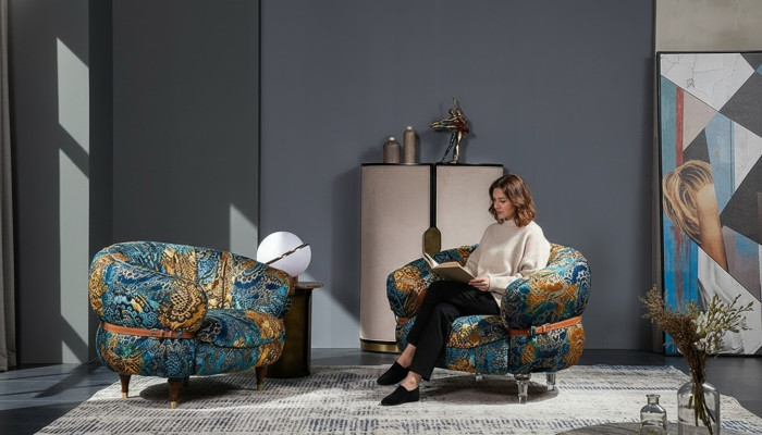 Poltrona Club Lounge Designer Divano televisivo Sedia Sedie Imbottiture Sedili Mobili Tessile