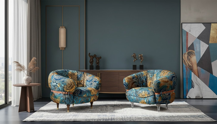 Poltrona Club Lounge Designer Divano televisivo Sedia Sedie Imbottiture Sedili Mobili Tessile