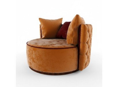 Poltrona Chesterfield Club rotonda, divano rotondo, poltrone relax rotonde, sedia imbottita.