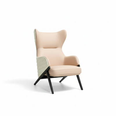 Poltrona Design Divano Sofa Posti di Seduta di Lusso Beige Nuovo Relax Pelle Lounge Club Imbottito