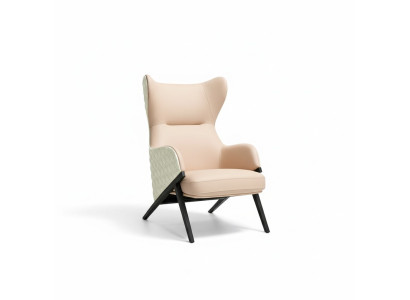 Poltrona Design Divano Sofa Posti di Seduta di Lusso Beige Nuovo Relax Pelle Lounge Club Imbottito