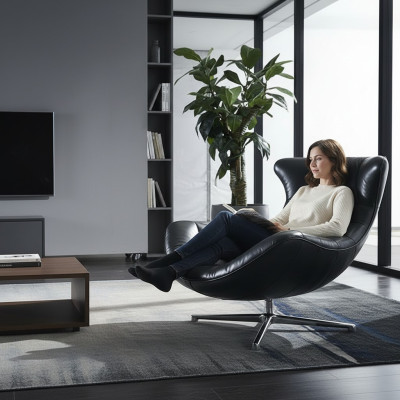 Poltrona Design Divano Sofa Sedile Lounge Club Imbottito in Pelle di Lusso Sedia Relax