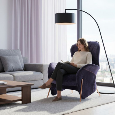 Poltrona Club Lounge, Sedia Designer, Divano Imbottito Singolo 1 Posto, Relax.