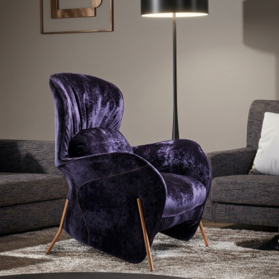 Poltrona Club Lounge, Sedia Designer, Divano Imbottito Singolo 1 Posto, Relax.