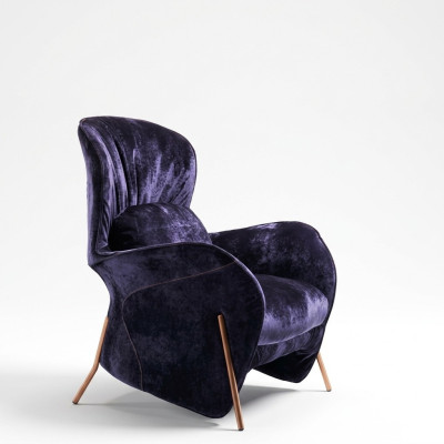 Poltrona Club Lounge, Sedia Designer, Divano Imbottito Singolo 1 Posto, Relax.