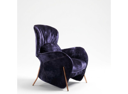 Poltrona Club Lounge, Sedia Designer, Divano Imbottito Singolo 1 Posto, Relax.