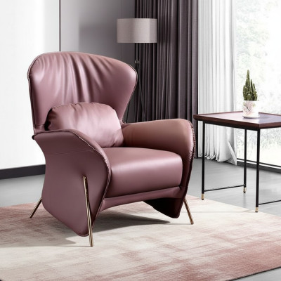 Poltrona Design Divano Sofa Relax Pelle Lounge Club Imbottita Posti Sedia in Pelle di Lusso.
