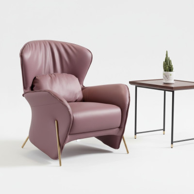 Poltrona Design Divano Sofa Relax Pelle Lounge Club Imbottita Posti Sedia in Pelle di Lusso.