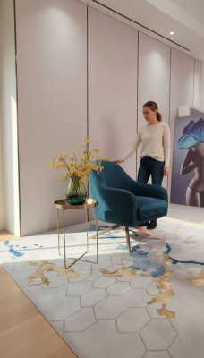 Poltrona Club Lounge, poltrona di design con schienale, divano imbottito a 1 posto, tessuto per la televisione, nuovo