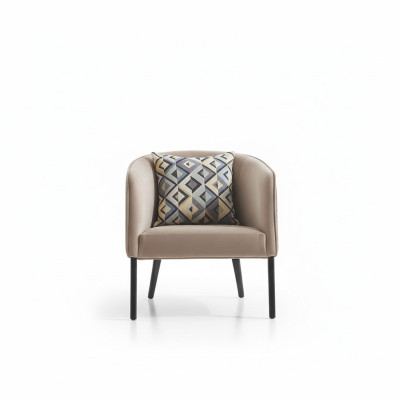 Sedia di lusso imbottita per cocktail, relax, lounges, club. Mobili design poltrona beige.