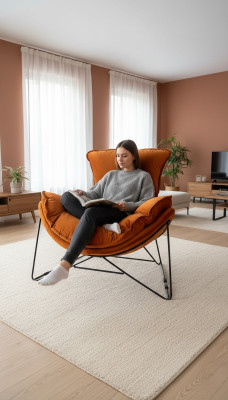 Sedia di lusso imbottita cocktail relax lounge club sedie mobili design poltrona arancione.   Sedia di lusso imbottita cocktail relax lounge club sedie mobili design poltrona arancione.