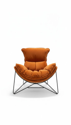 Sedia di lusso imbottita cocktail relax lounge club sedie mobili design poltrona arancione.   Sedia di lusso imbottita cocktail relax lounge club sedie mobili design poltrona arancione.