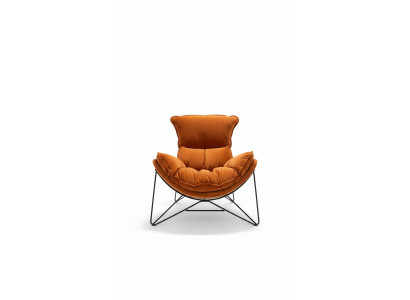 Sedia di lusso imbottita cocktail relax lounge club sedie mobili design poltrona arancione.   Sedia di lusso imbottita cocktail relax lounge club sedie mobili design poltrona arancione.