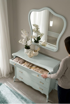 Comò con 4 cassetti, credenza bianca, mobiletto, credenza, comodini