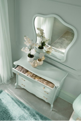 Comò con 4 cassetti, credenza bianca, mobiletto, credenza, comodini