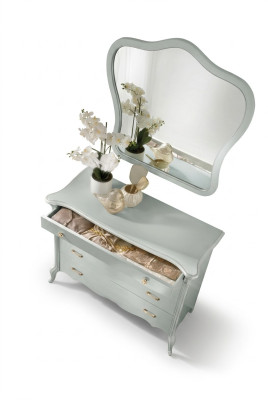 Comò con 4 cassetti, credenza bianca, mobiletto, credenza, comodini