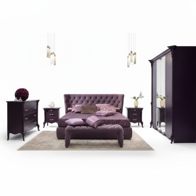 Set da camera da letto con letto 2 comodini sgabello 3 pezzi Chesterfield completo
