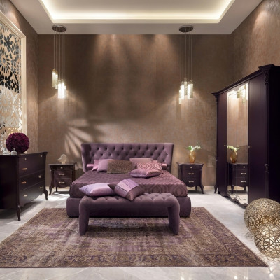 Camera da letto Set di mobili italiani Luxury Chesterfield 6 pezzi in legno massello