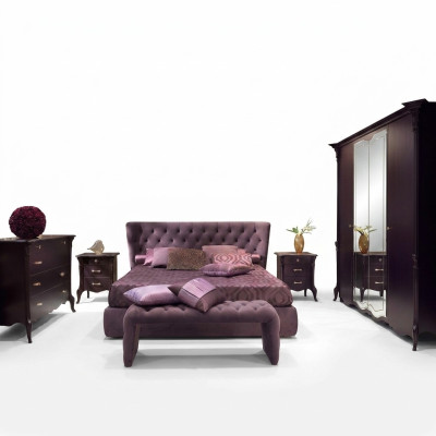 Camera da letto Set di mobili italiani Luxury Chesterfield 6 pezzi in legno massello