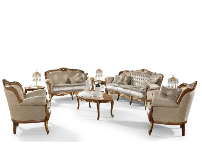 Rococò italiano Divano Set Gruppo Classiche Sedie Imponenti in Legno Massello