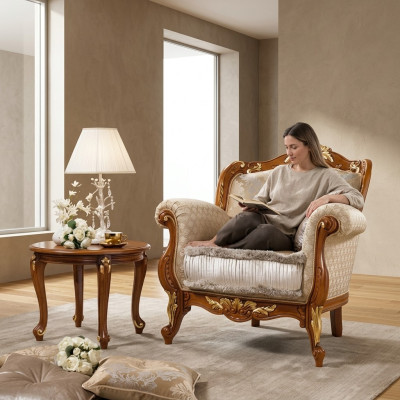 Poltrona in tessuto 1 posto Divano Imbottiti Divani Design di lusso Classico Barocco Rococò