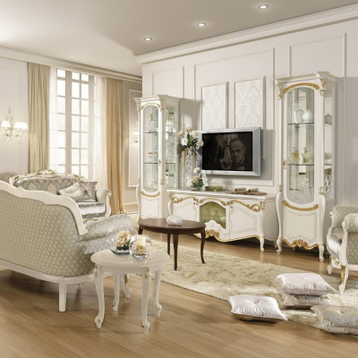 Classico mobile porta soggiorno vetrina credenza scaffale TV componibile parete armadio 3 pezzi.