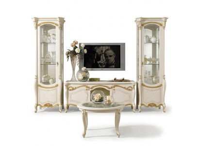 Classico mobile porta soggiorno vetrina credenza scaffale TV componibile parete armadio 3 pezzi.