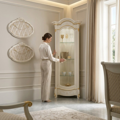 Vetrina d'angolo classica Vetrina angolare vetrina in vetro legno Mobile vetrina in vetro Cabinet vetrina