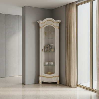 Vetrina d'angolo classica Vetrina angolare vetrina in vetro legno Mobile vetrina in vetro Cabinet vetrina