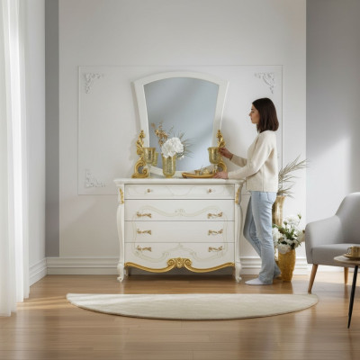 Stile elegante mobile camera da letto armadio cassettiera classico credenza con specchio