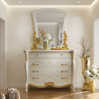 Stile elegante mobile camera da letto armadio cassettiera classico credenza con specchio