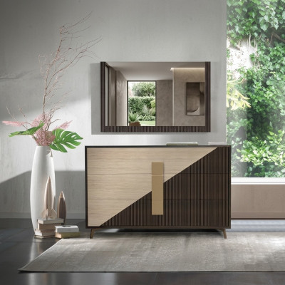 Design Comò Comodini in Legno Credenza Moderna Arredamento Sideboard Armadio Alto