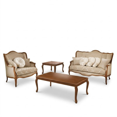 Set di divani 3+2 posti, design divano imbottito classico in legno massello, due pezzi.