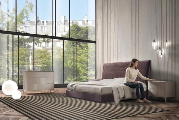 Letto design 2 comodini Comò 4 pezzi Set Camera da letto Mobili italiani