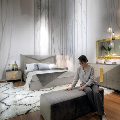 Camera da letto Letto 2x Comodino Letti 3 pezzi Set Imbottiti Mobili italiani nuovi