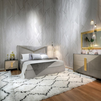 Camera da letto Letto 2x Comodino Letti 3 pezzi Set Imbottiti Mobili italiani nuovi