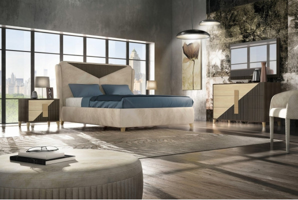 Camera da letto set di 3 pezzi Letto 2x Letti Comodino Consolle Doppio Hotel