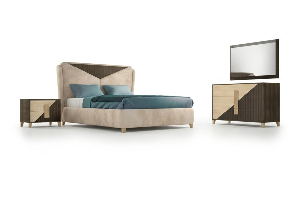 Camera da letto set di 3 pezzi Letto 2x Letti Comodino Consolle Doppio Hotel