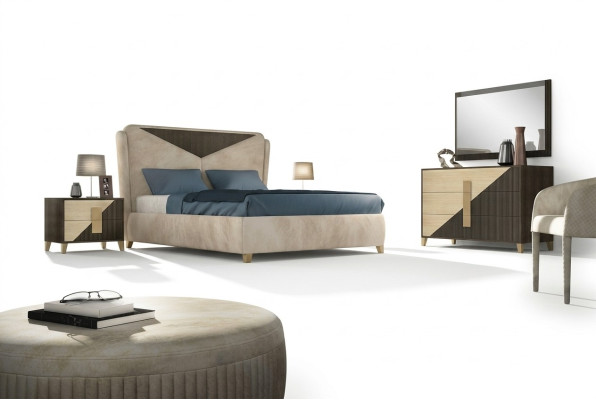 Letto Comodino Comò 4 pezzi. Set camera da letto Design Moderno di Lusso Letti Nuovi