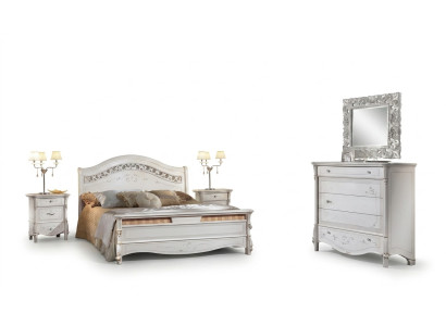 Set da camera da letto di lusso 4 pezzi. Letto + 2 comodini + cassettiera Design moderno Letti in legno massello