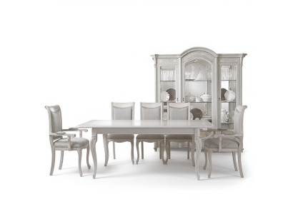 Set di mobili da sala da pranzo italiano Gruppo sala da pranzo Vetrina Tavolo 6 sedie 8 pezzi.