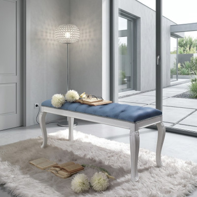 Chesterfield cuscino sedile Banco imbottito sedile poggiapiedi tessuto legno stile design
