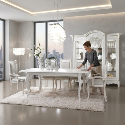 Set da pranzo classico Tavolo + 6 sedie Set tavoli Gruppo di sedie Tessuto