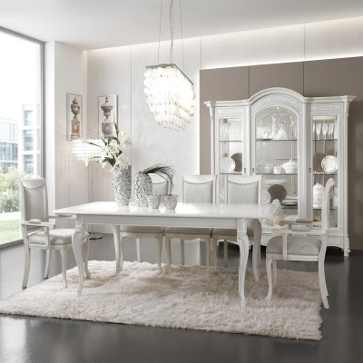 Set da pranzo classico Tavolo + 6 sedie Set tavoli Gruppo di sedie Tessuto